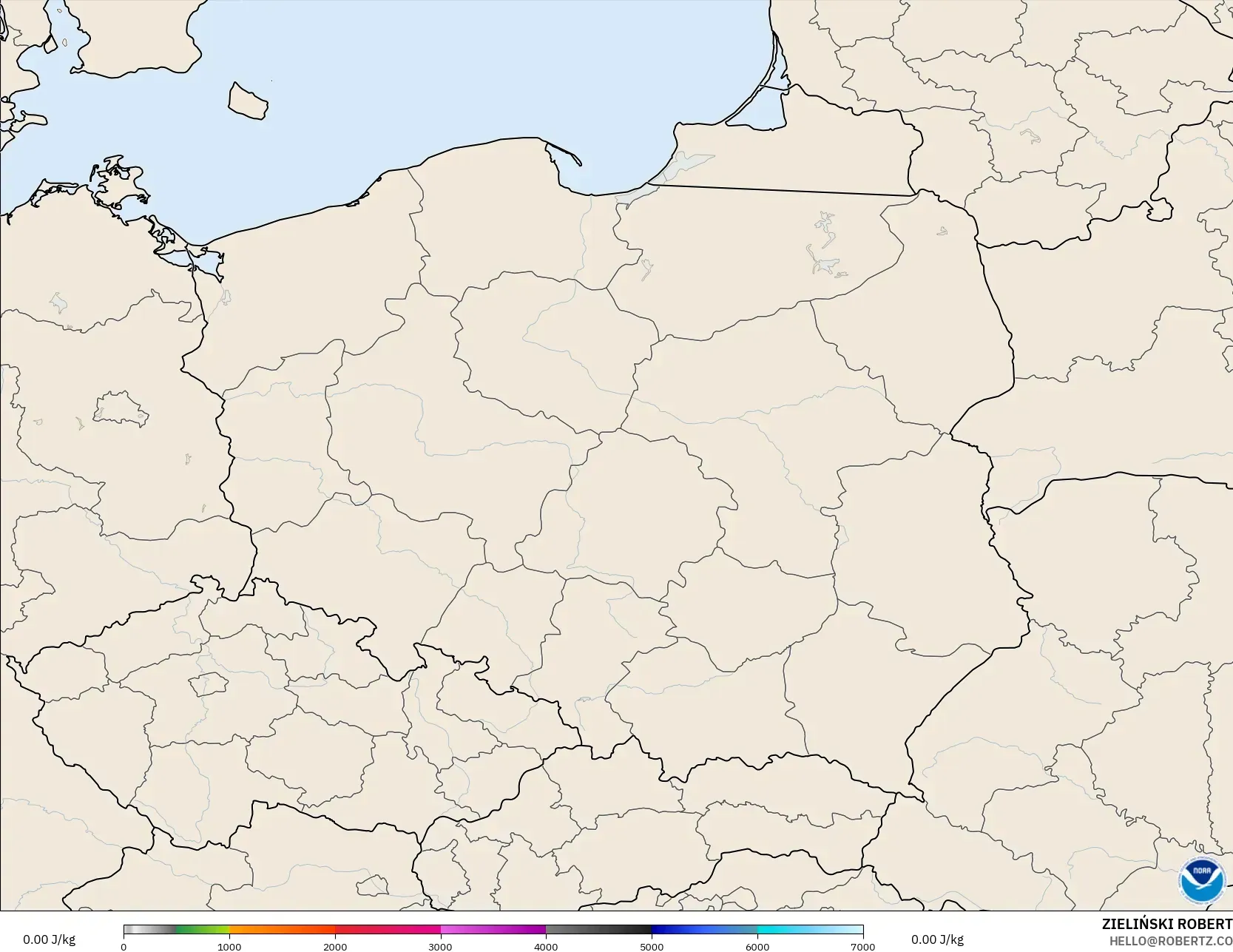 GFS model - Poland, CAPE