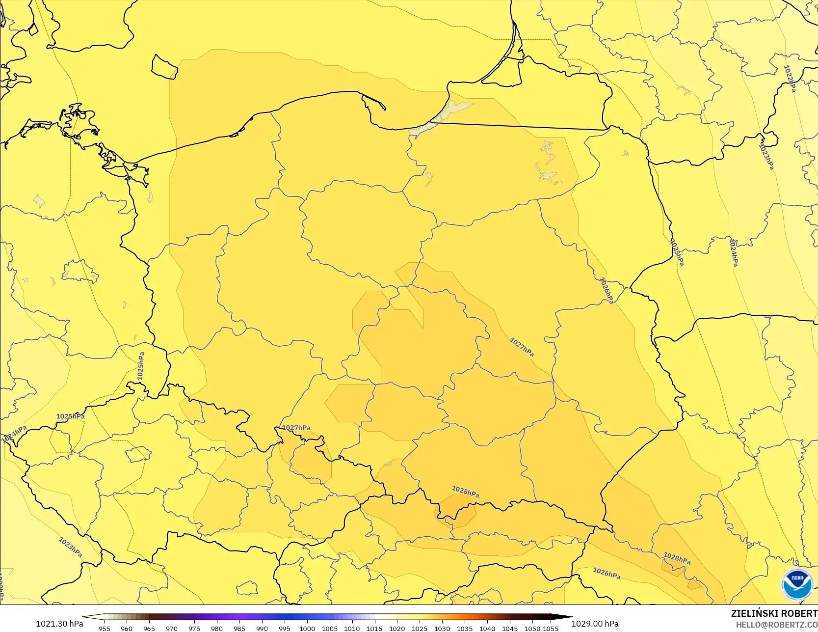 GFS model - Poland, Pressure