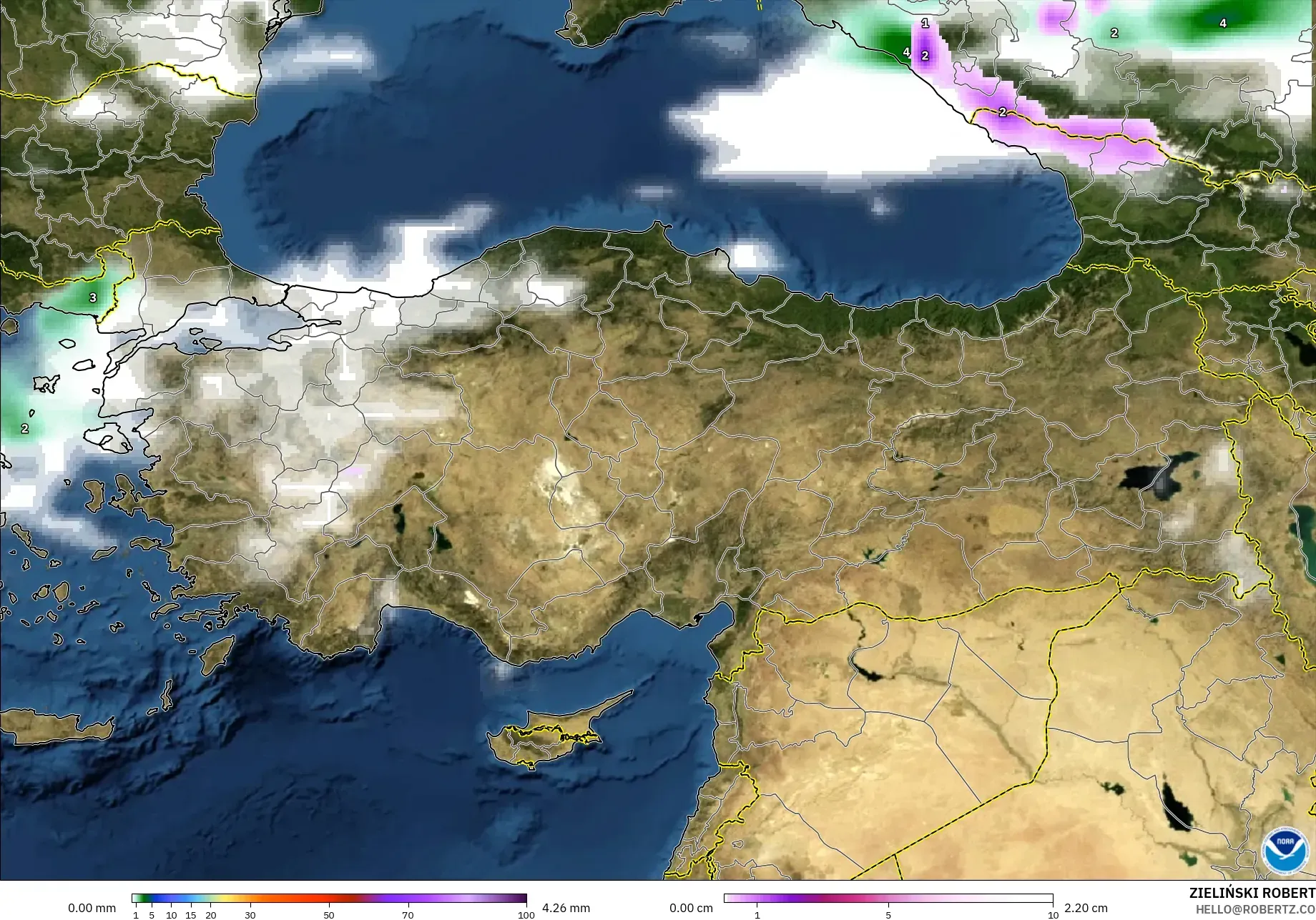 GFS model - Turkey, Precipitation, Clouds, and Pressure