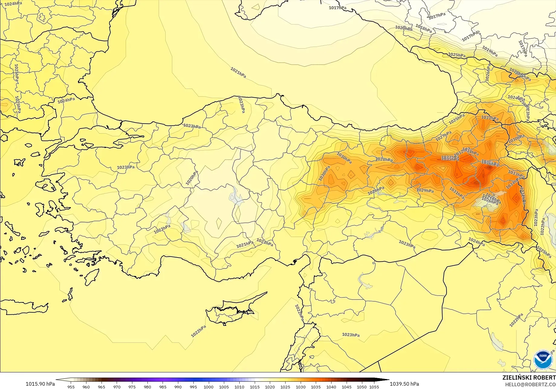 GFS model - Turkey, Pressure
