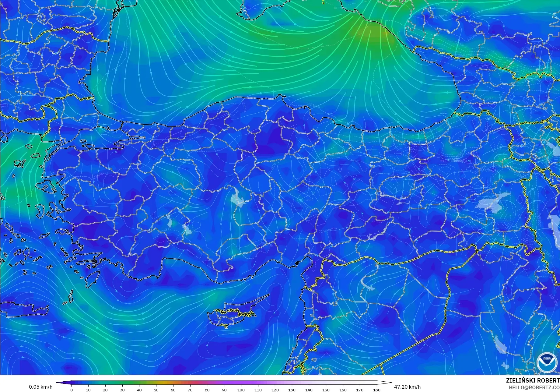 GFS model - Turkey, Wind at 10m
