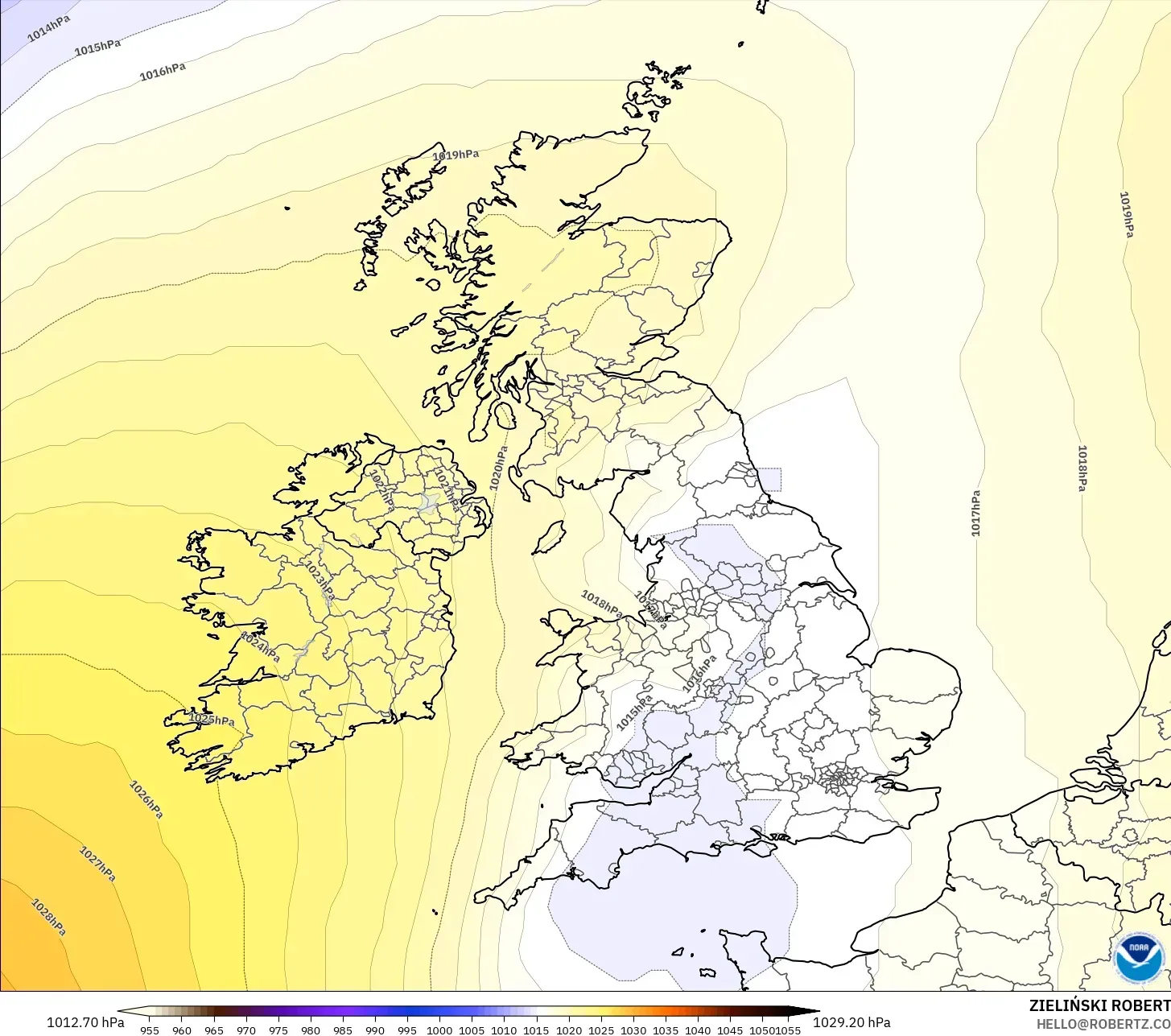 GFS model - United Kingdom, Pressure