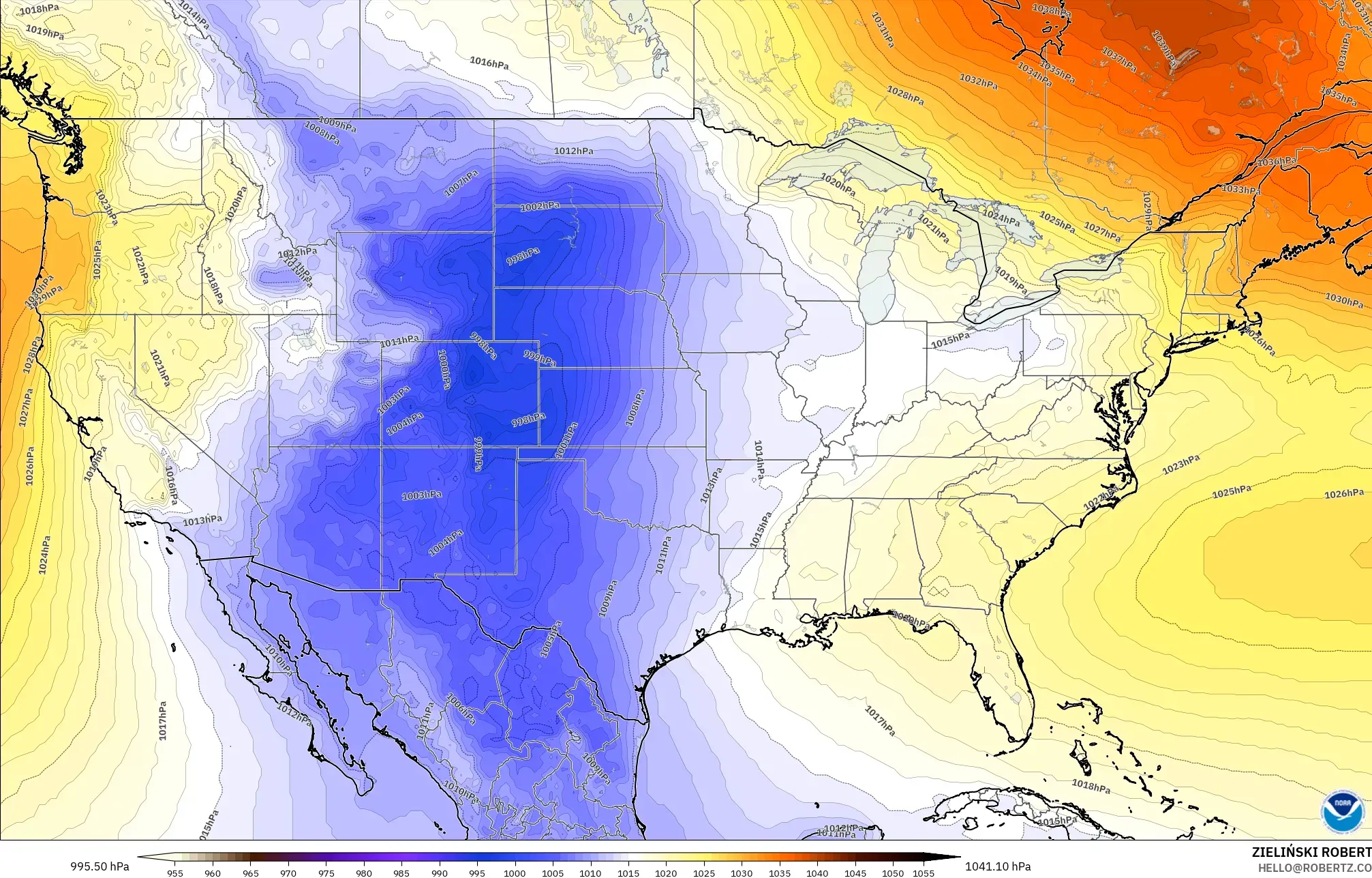 GFS model - United States, Pressure