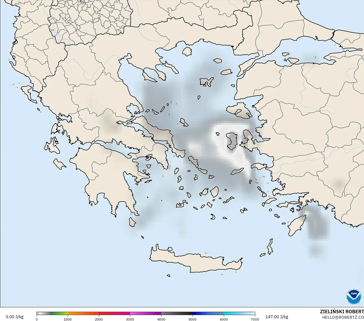 GFS model - Greece, CAPE