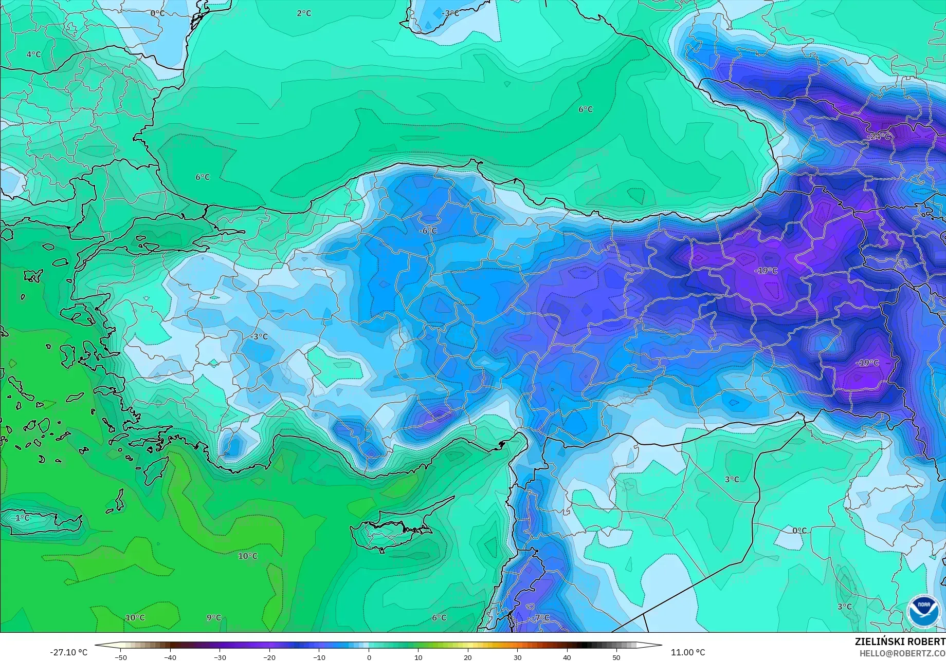 GFS model - Turkey, Dewpoint at 2m