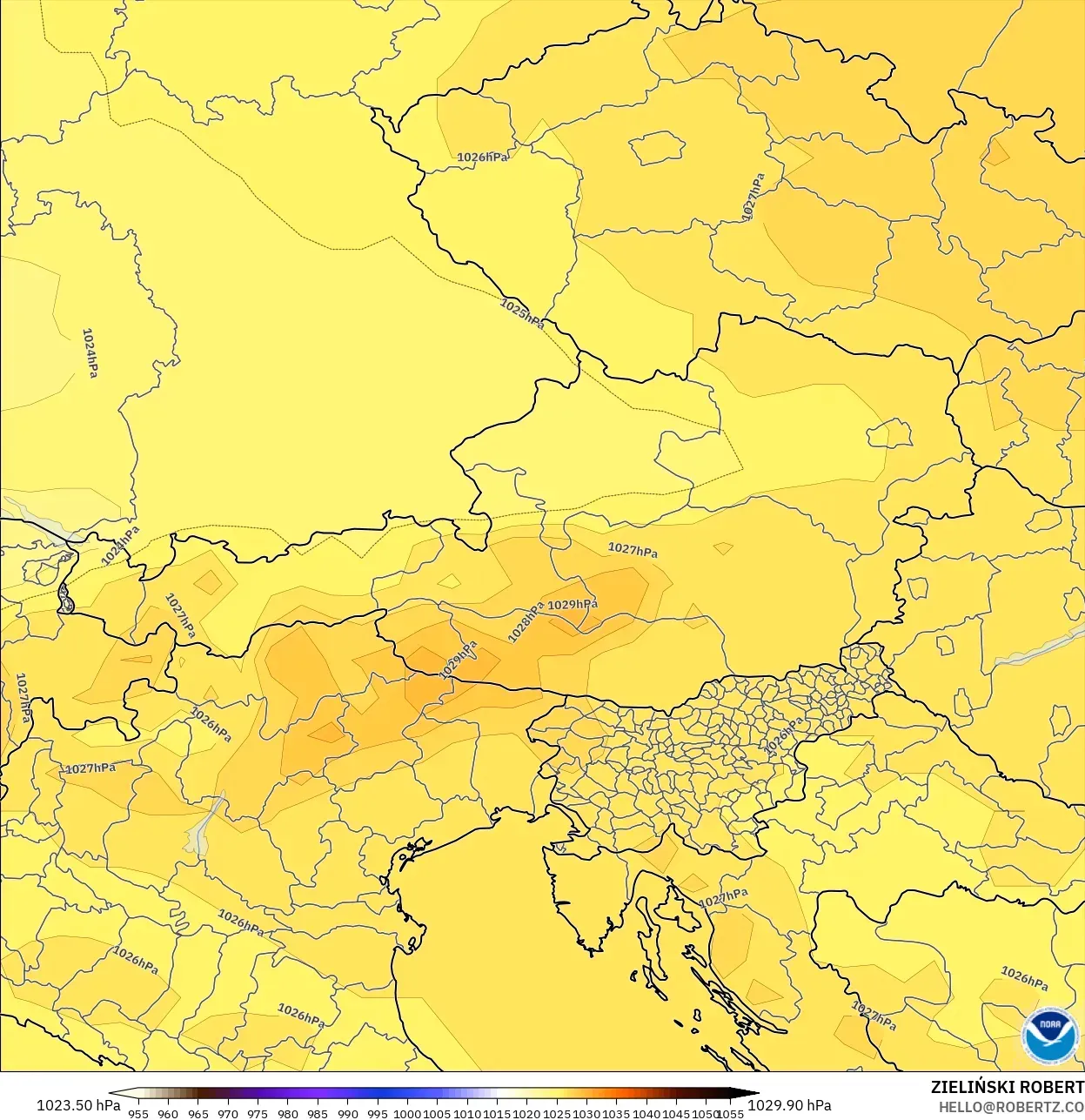 GFS model - Austria, Pressure
