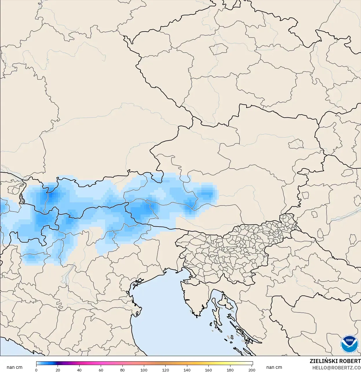 GFS model - Austria, Snow Depth