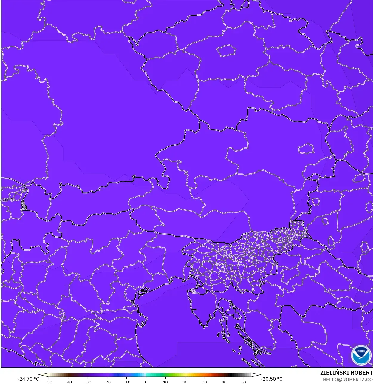 GFS model - Austria, Temperature at 500hPa