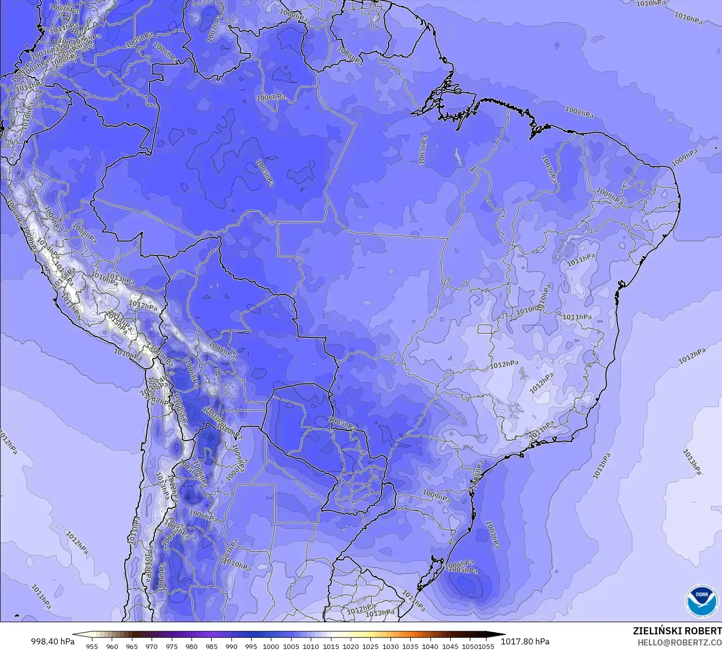 GFS model - Brazil, Pressure