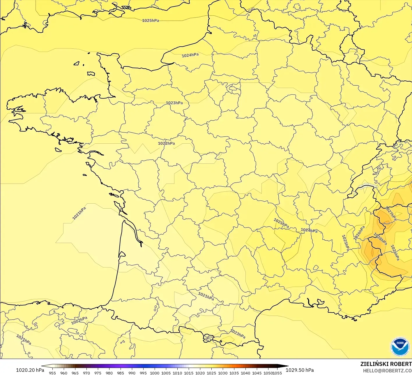 GFS model - France, Pressure
