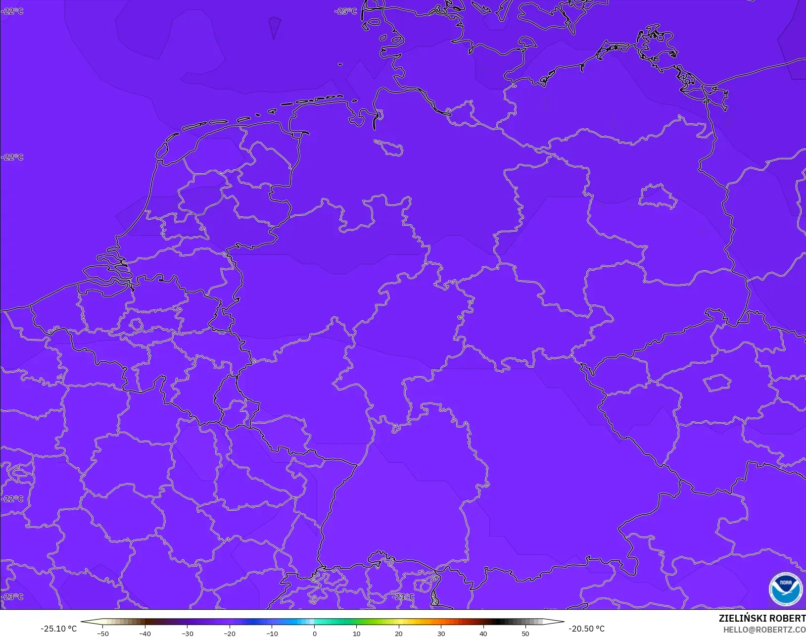 GFS model - Germany, Temperature at 500hPa