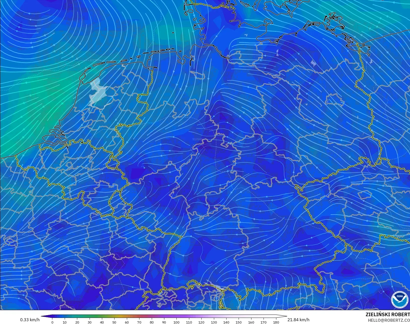 GFS model - Germany, Wind at 10m