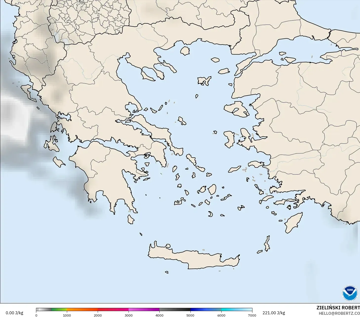 GFS model - Greece, CAPE