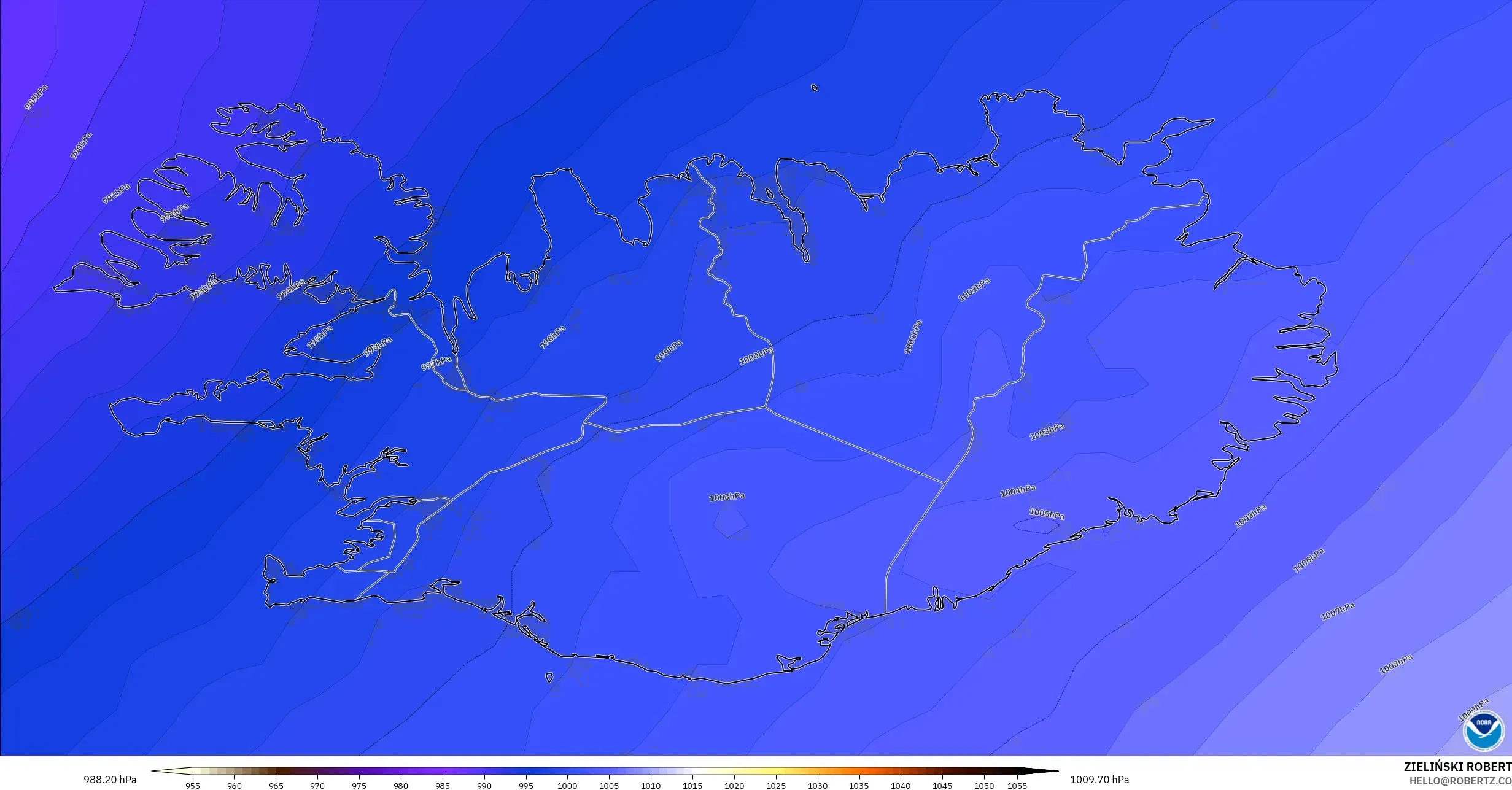 GFS model - Iceland, Pressure