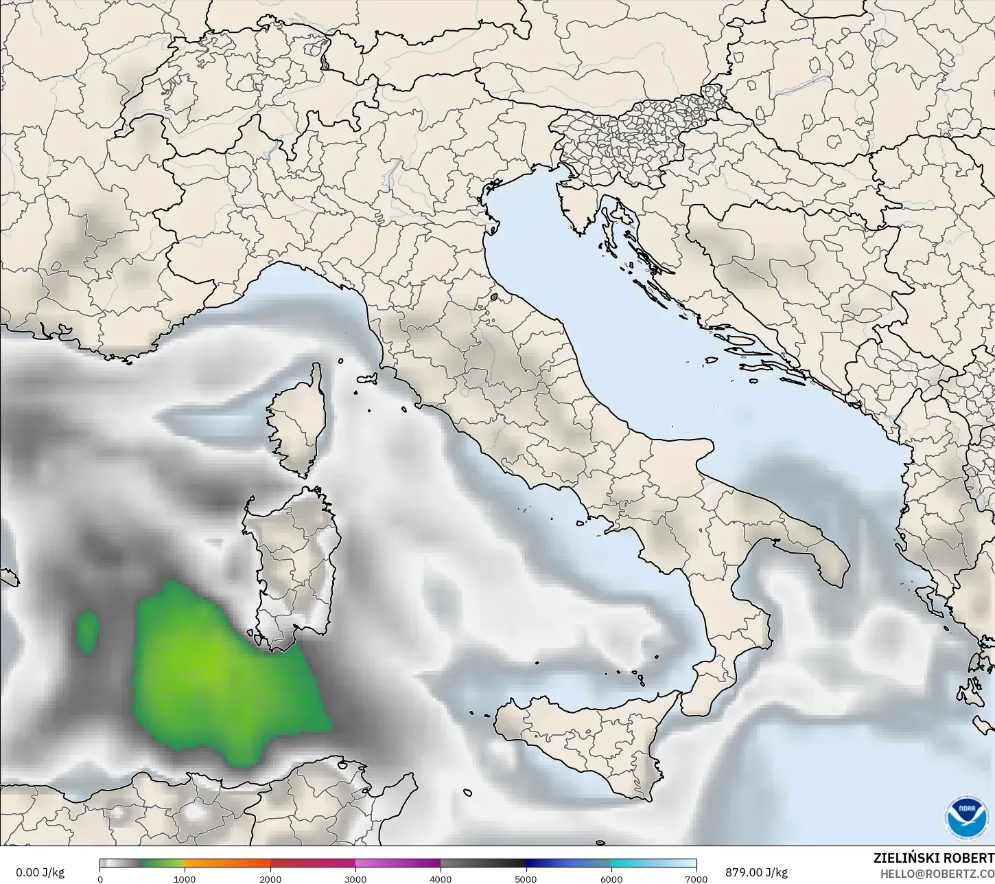 GFS model - Italy, CAPE