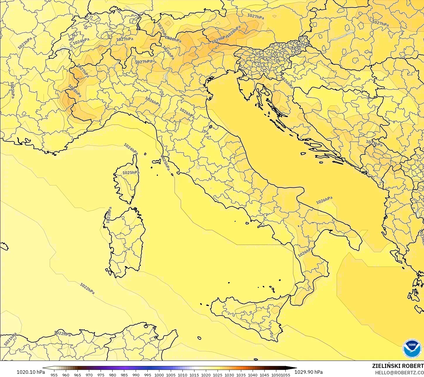 GFS model - Italy, Pressure