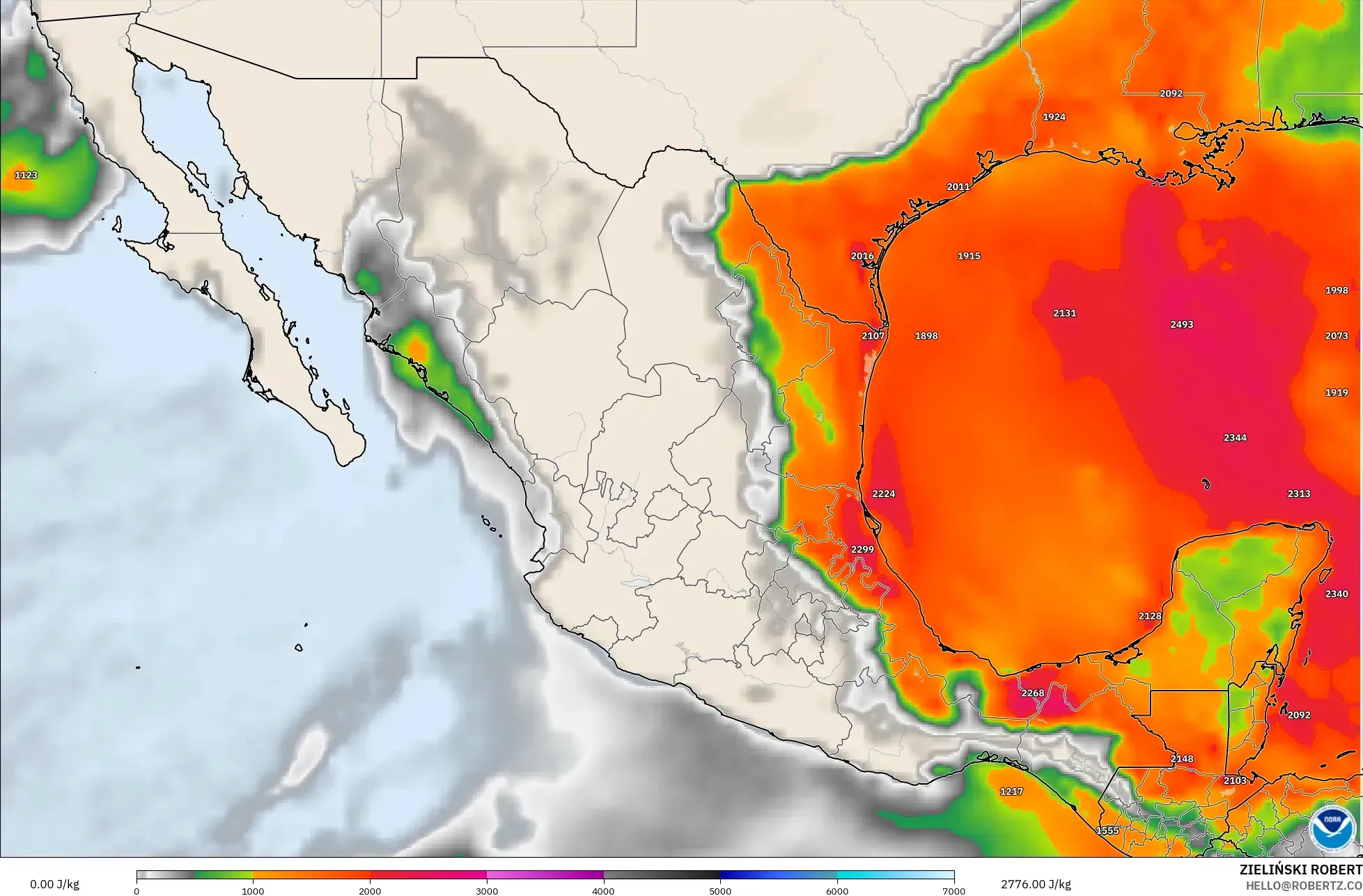 GFS model - Mexico, CAPE
