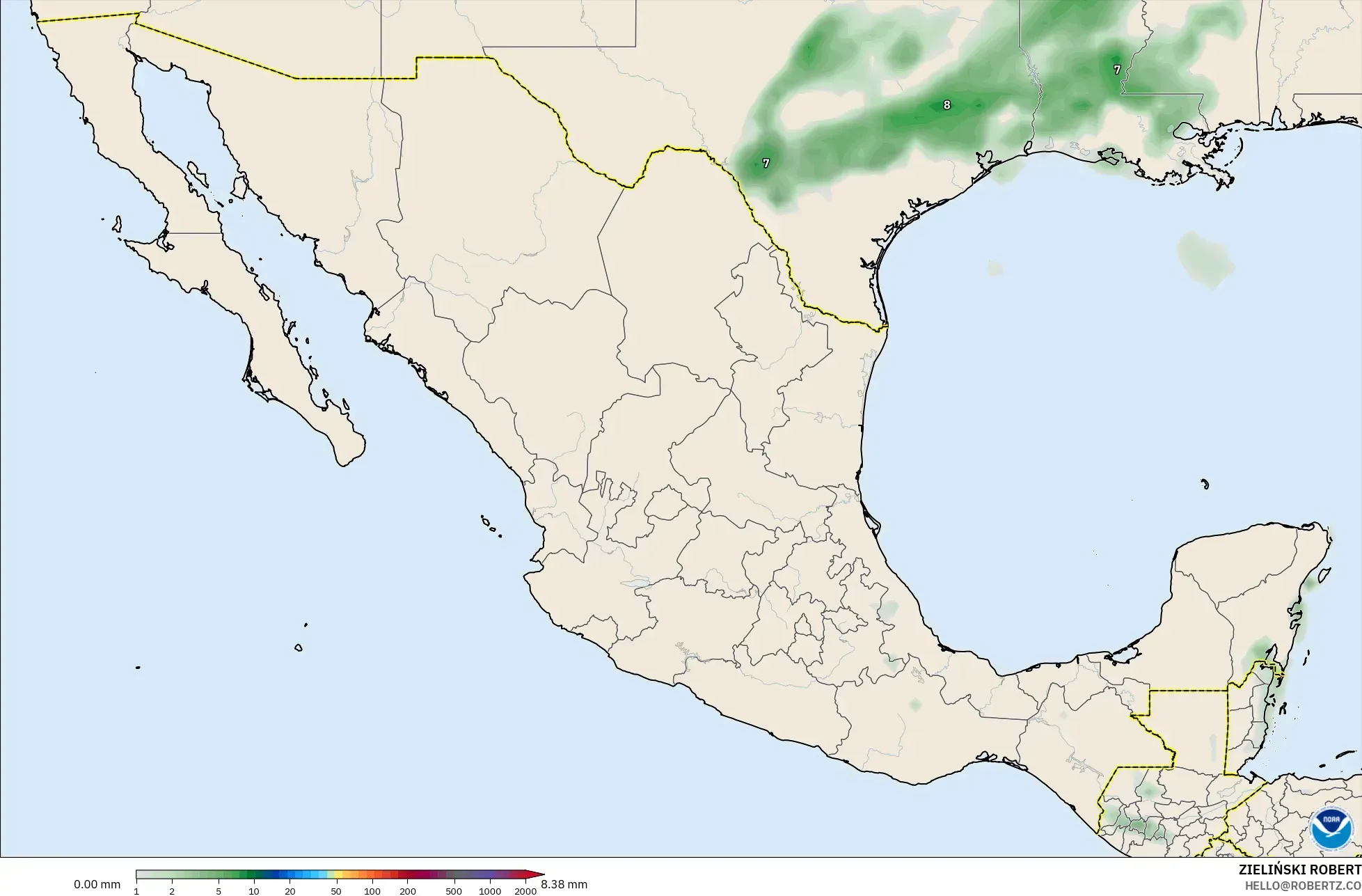 GFS model - Mexico, Precipitation Accumulation