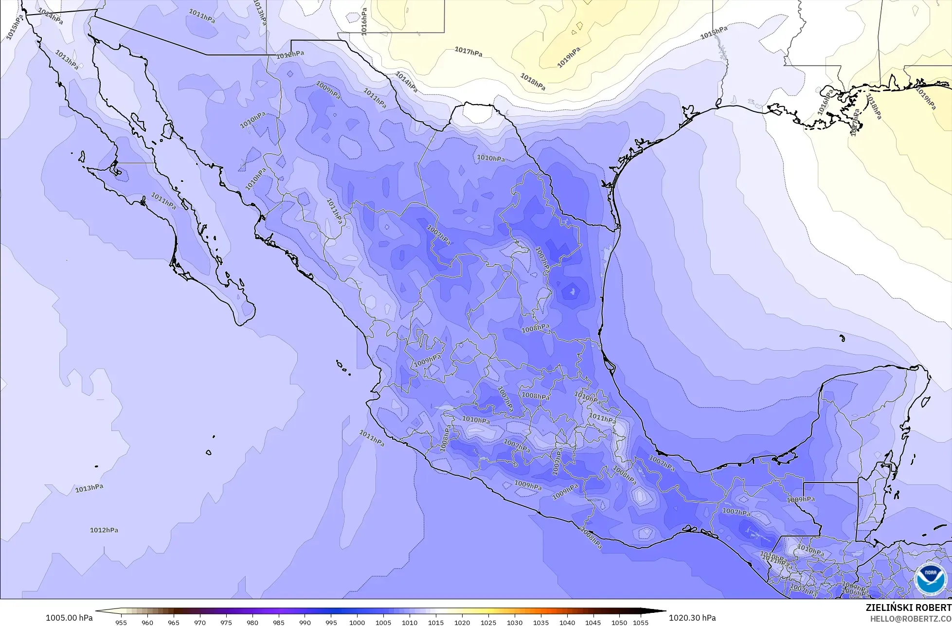 GFS model - Mexico, Pressure