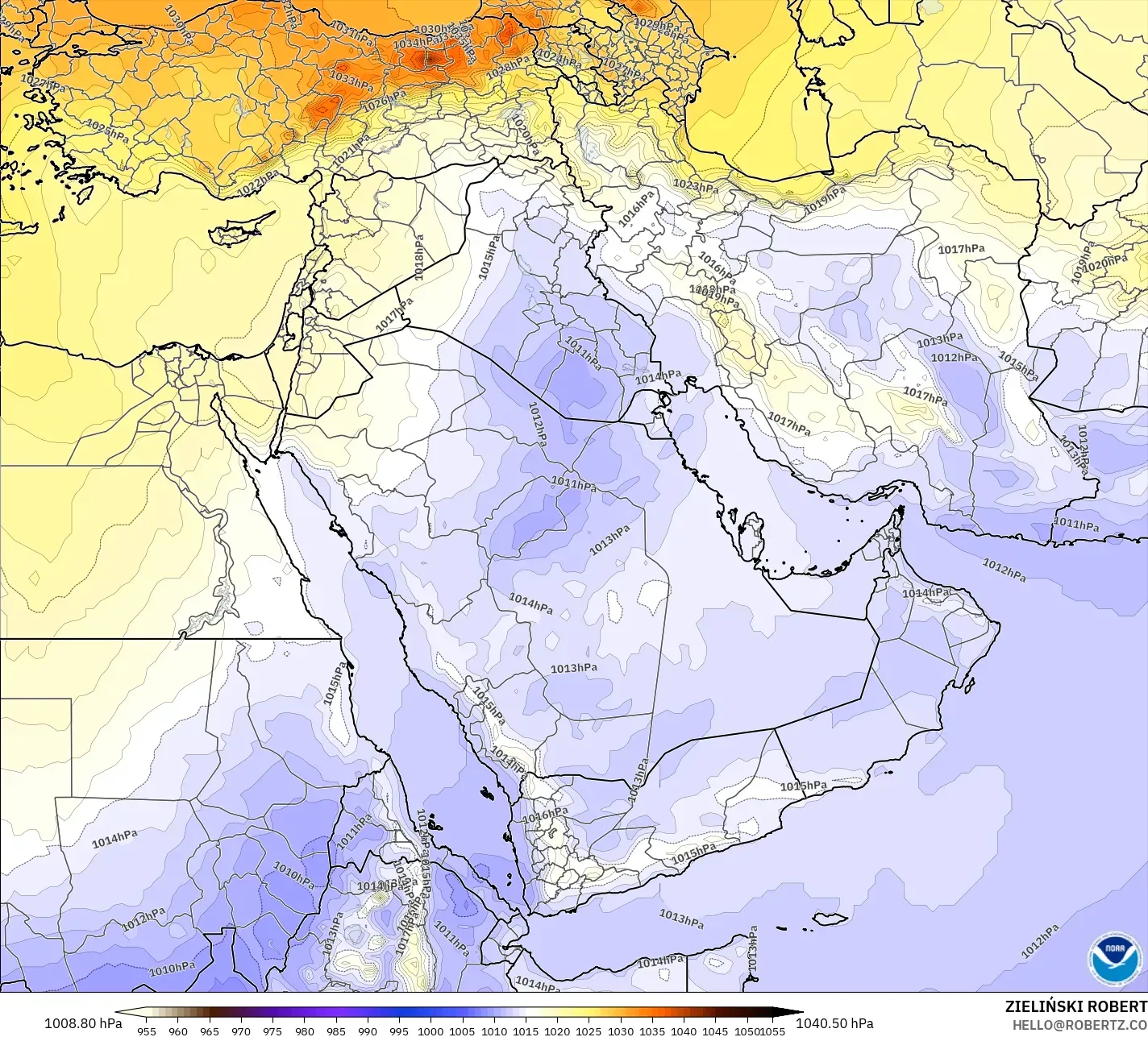 GFS model - Middle East, Pressure
