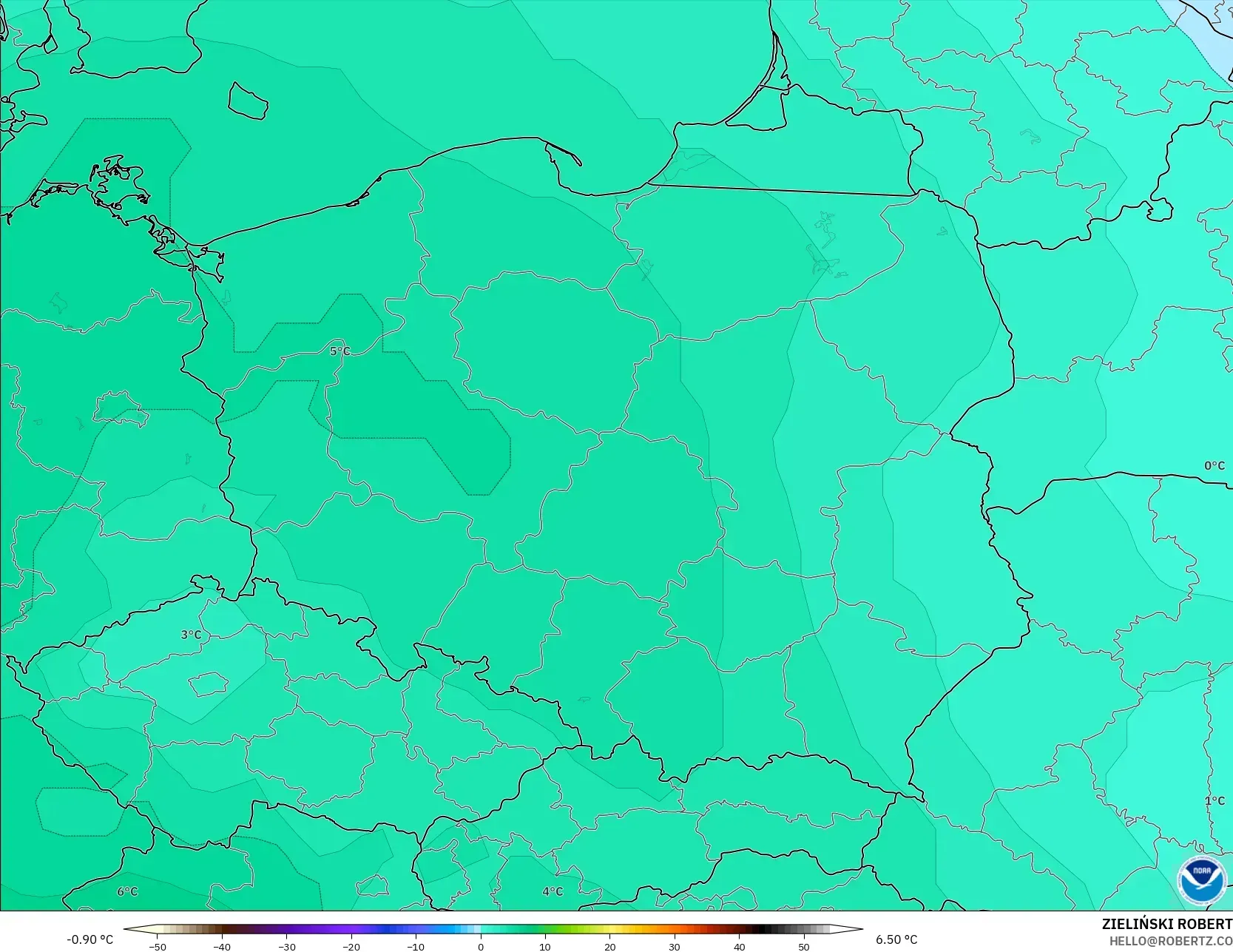 GFS model - Poland, Temperature at 850hPa