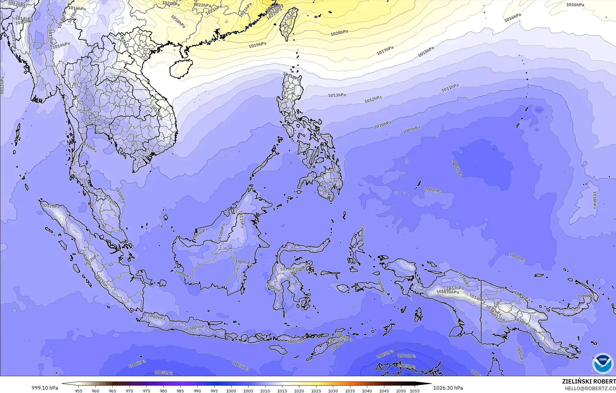 GFS model - South East Asia, Pressure