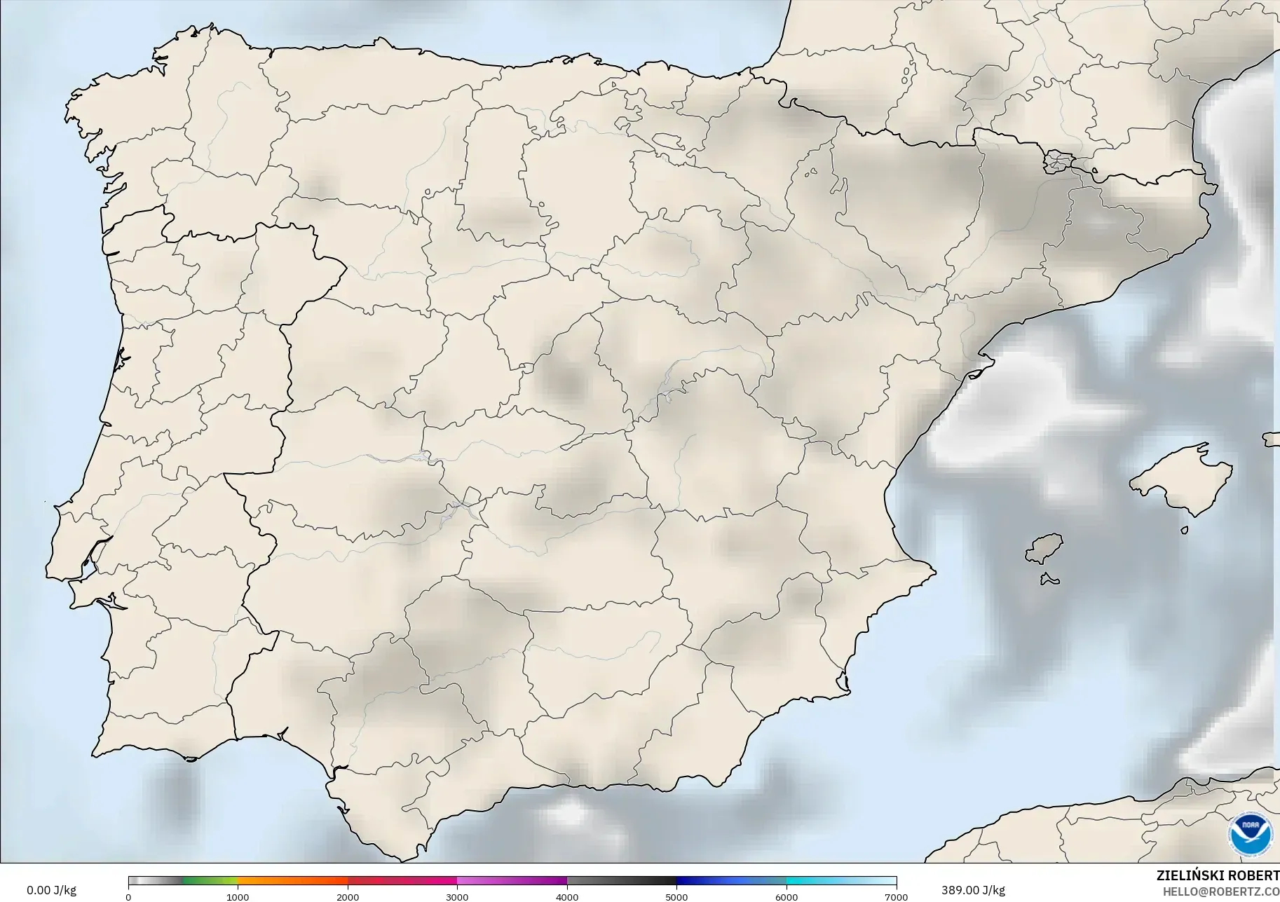 GFS model - Spain, CAPE
