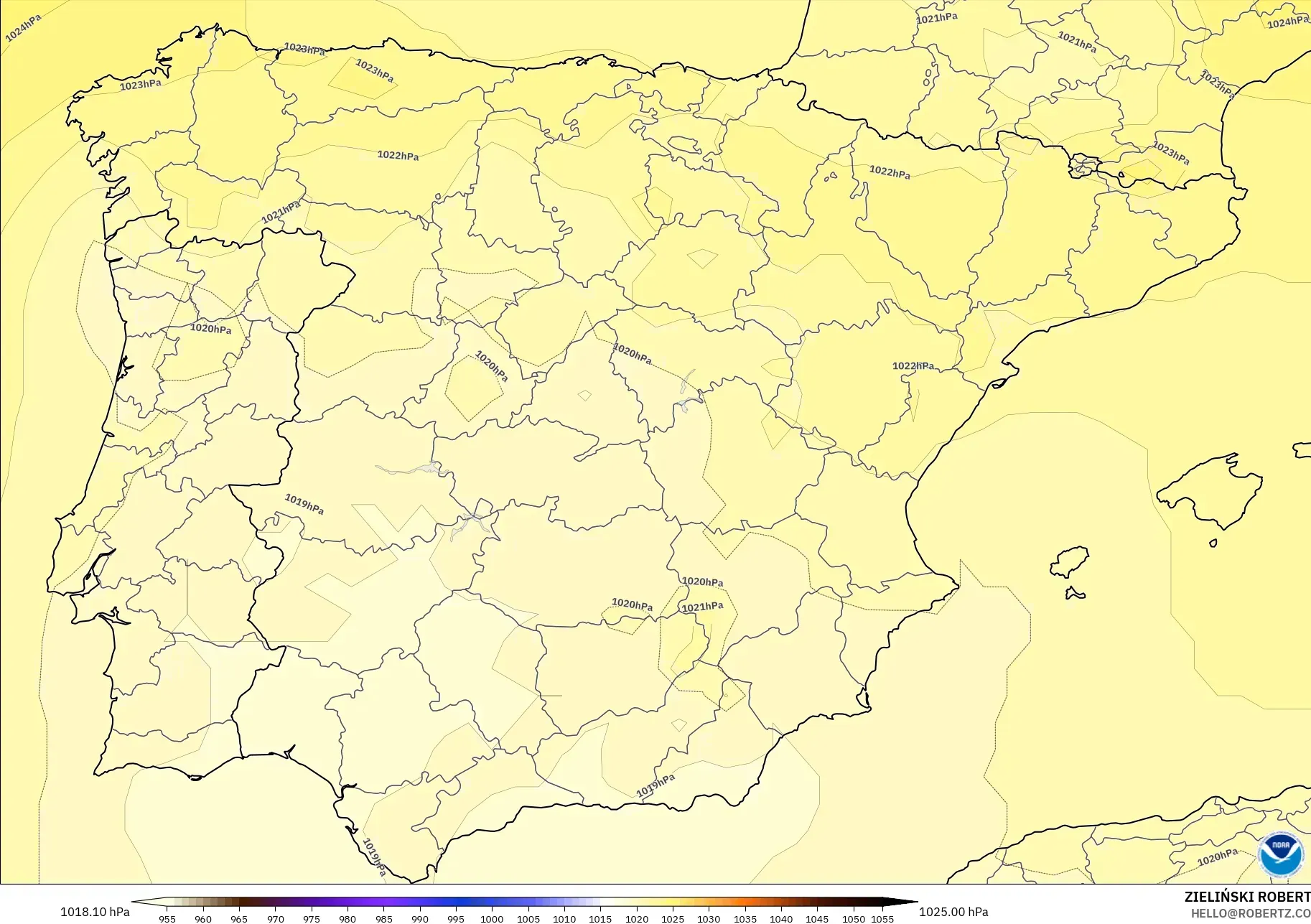 GFS model - Spain, Pressure