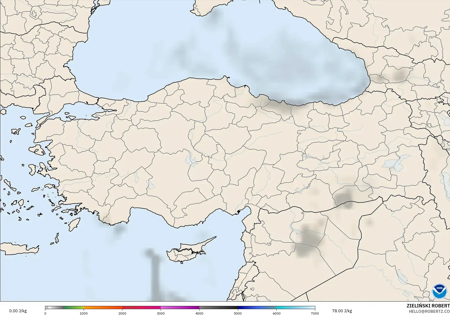 GFS model - Turkey, CAPE