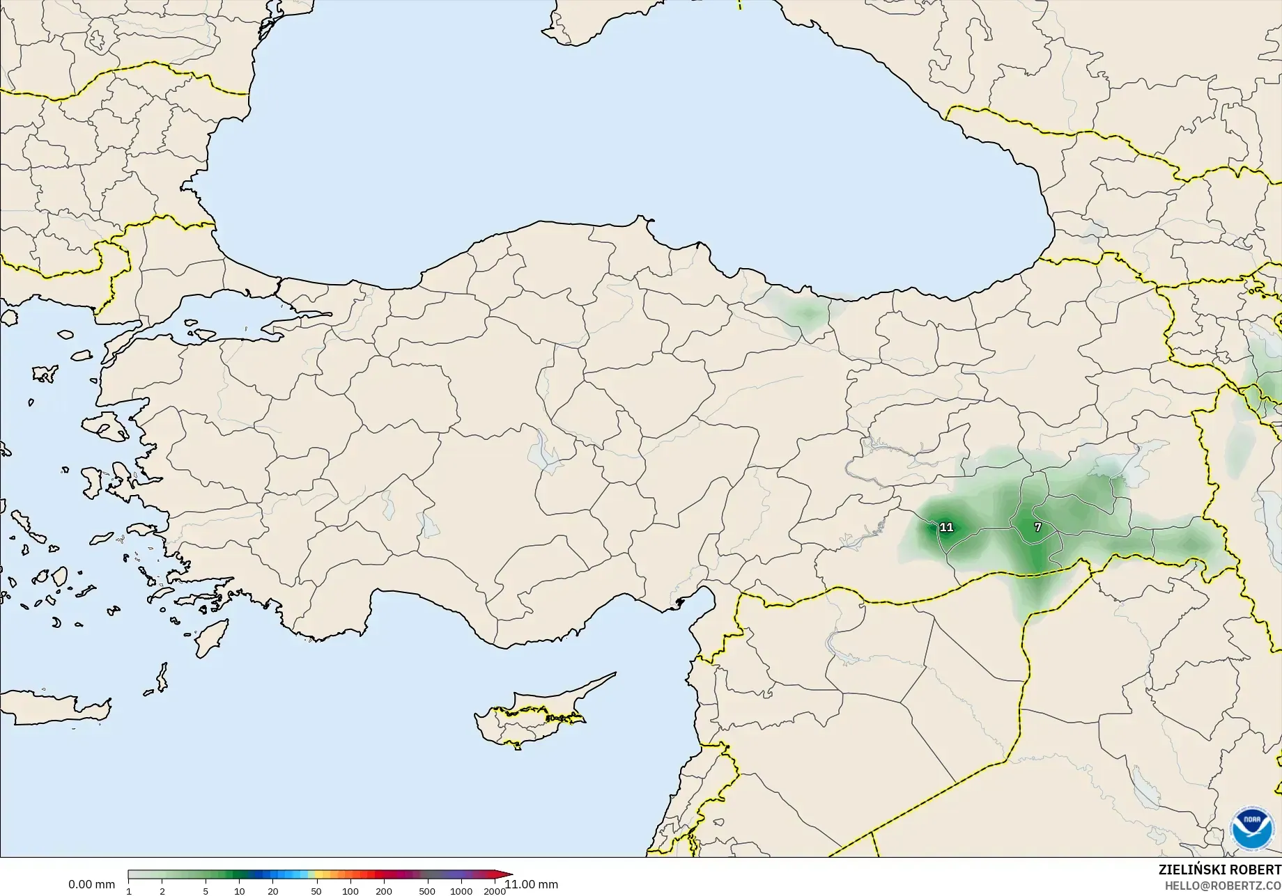 GFS model - Turkey, Precipitation Accumulation