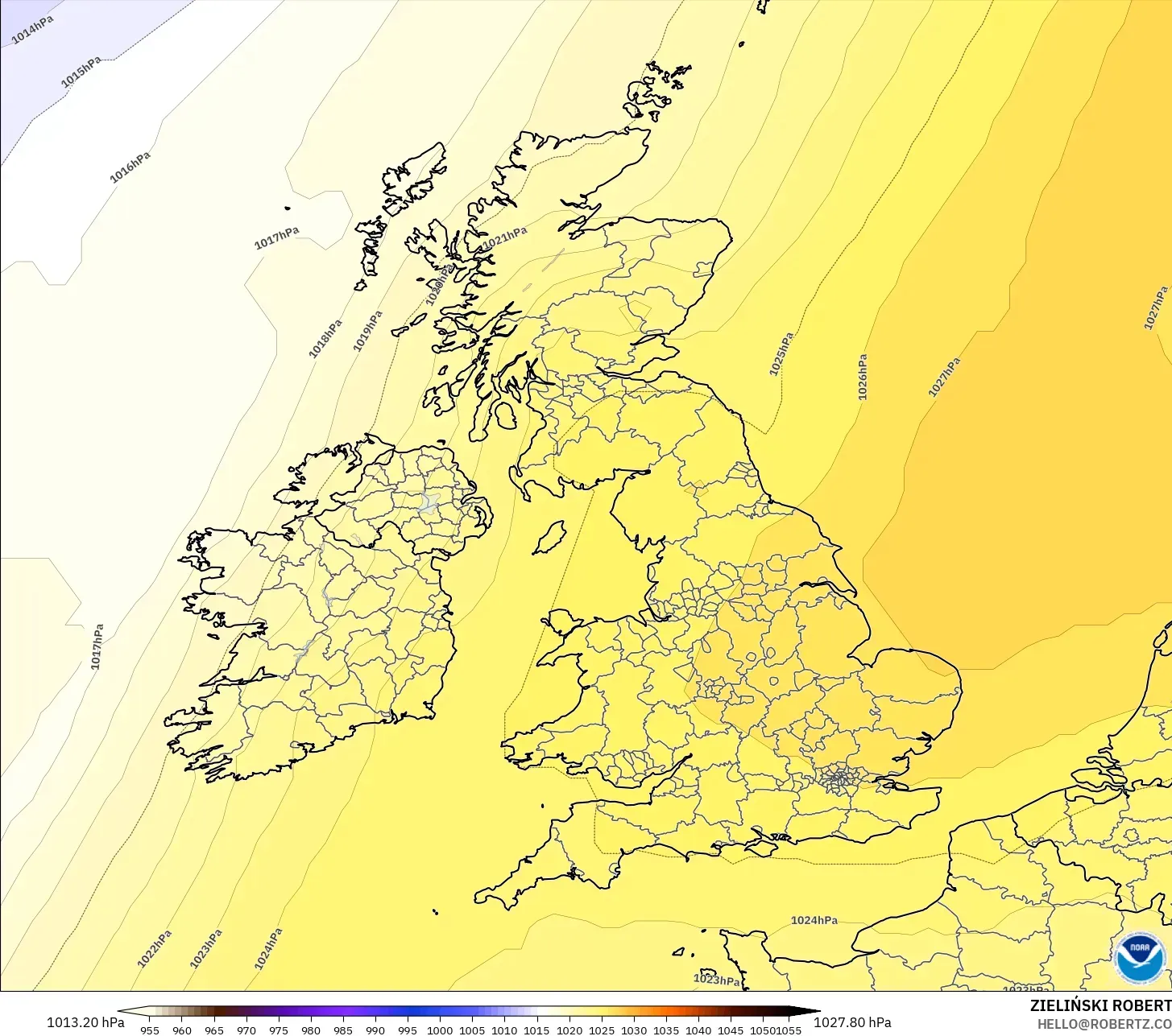 GFS model - United Kingdom, Pressure