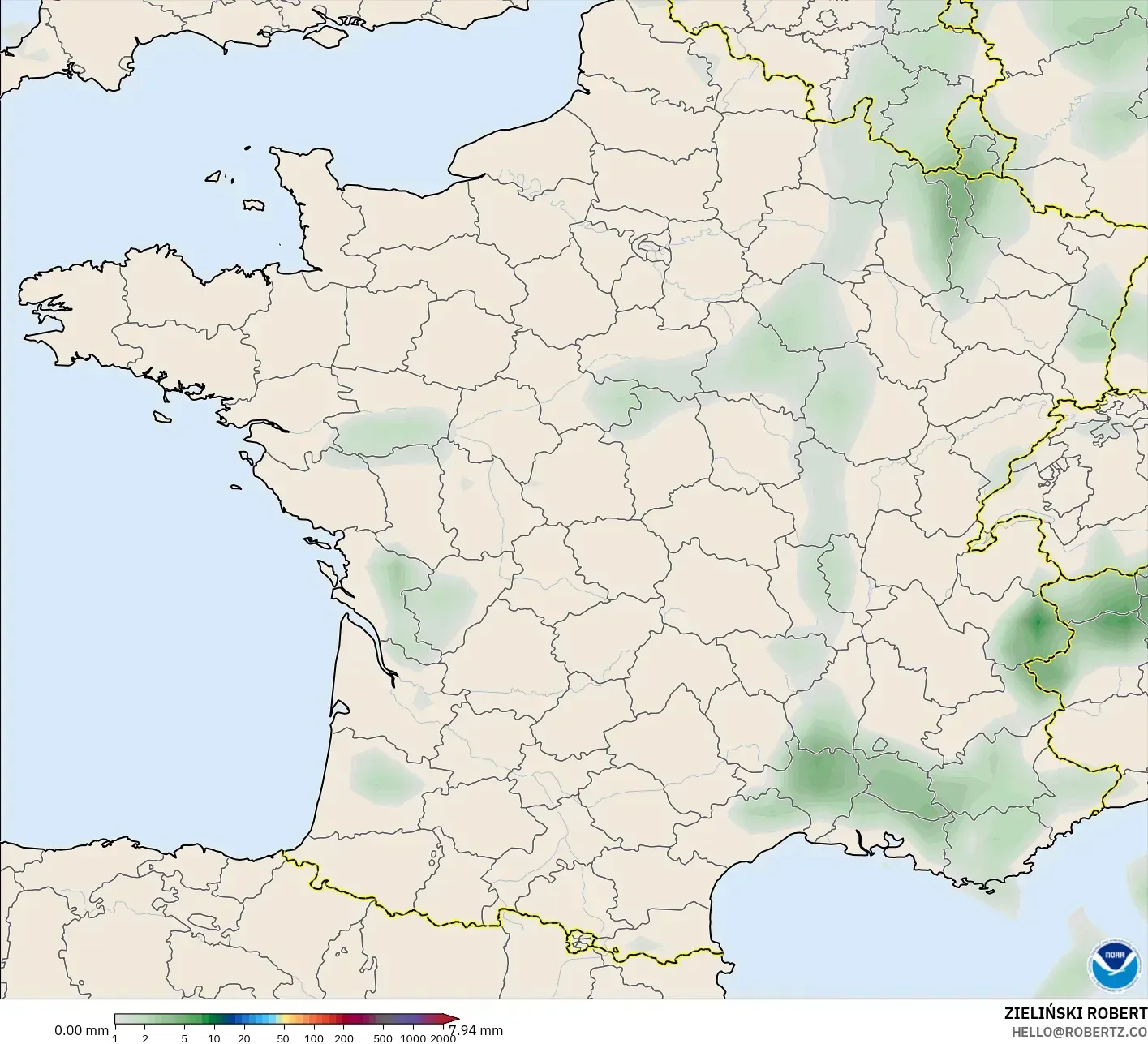GFS model - France, Precipitation Accumulation