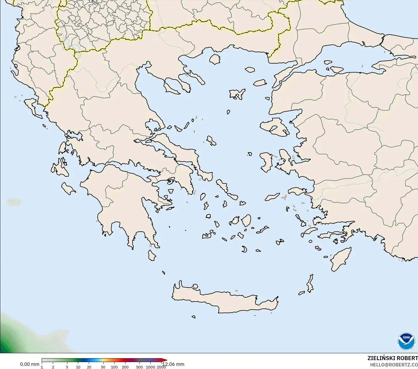 GFS model - Greece, Precipitation Accumulation