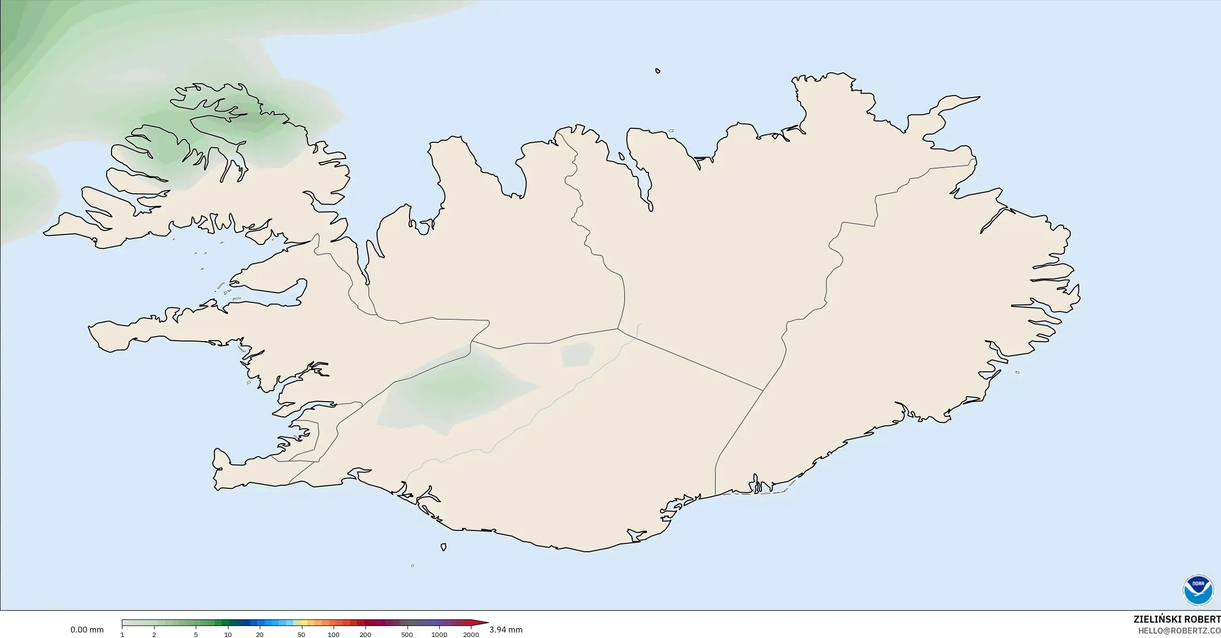 GFS model - Iceland, Precipitation Accumulation