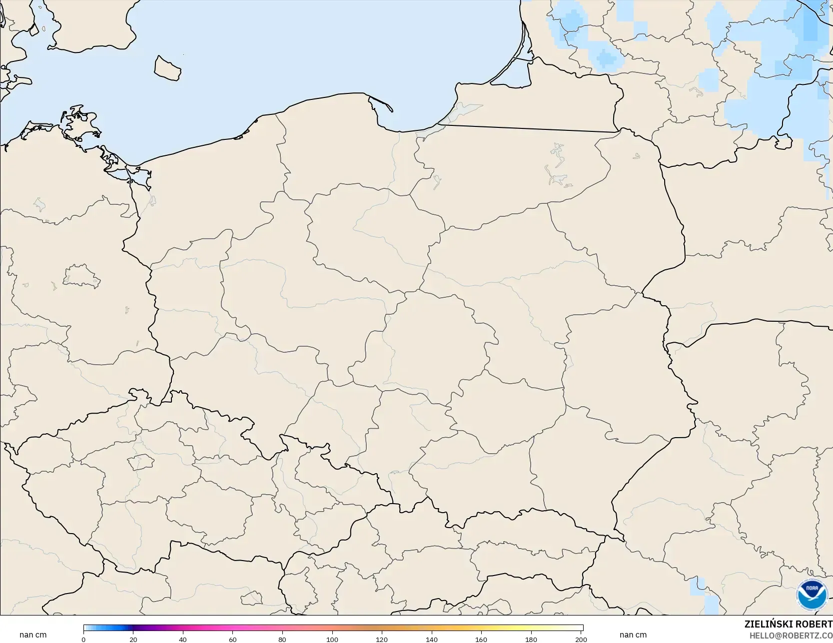 GFS model - Poland, Snow Depth