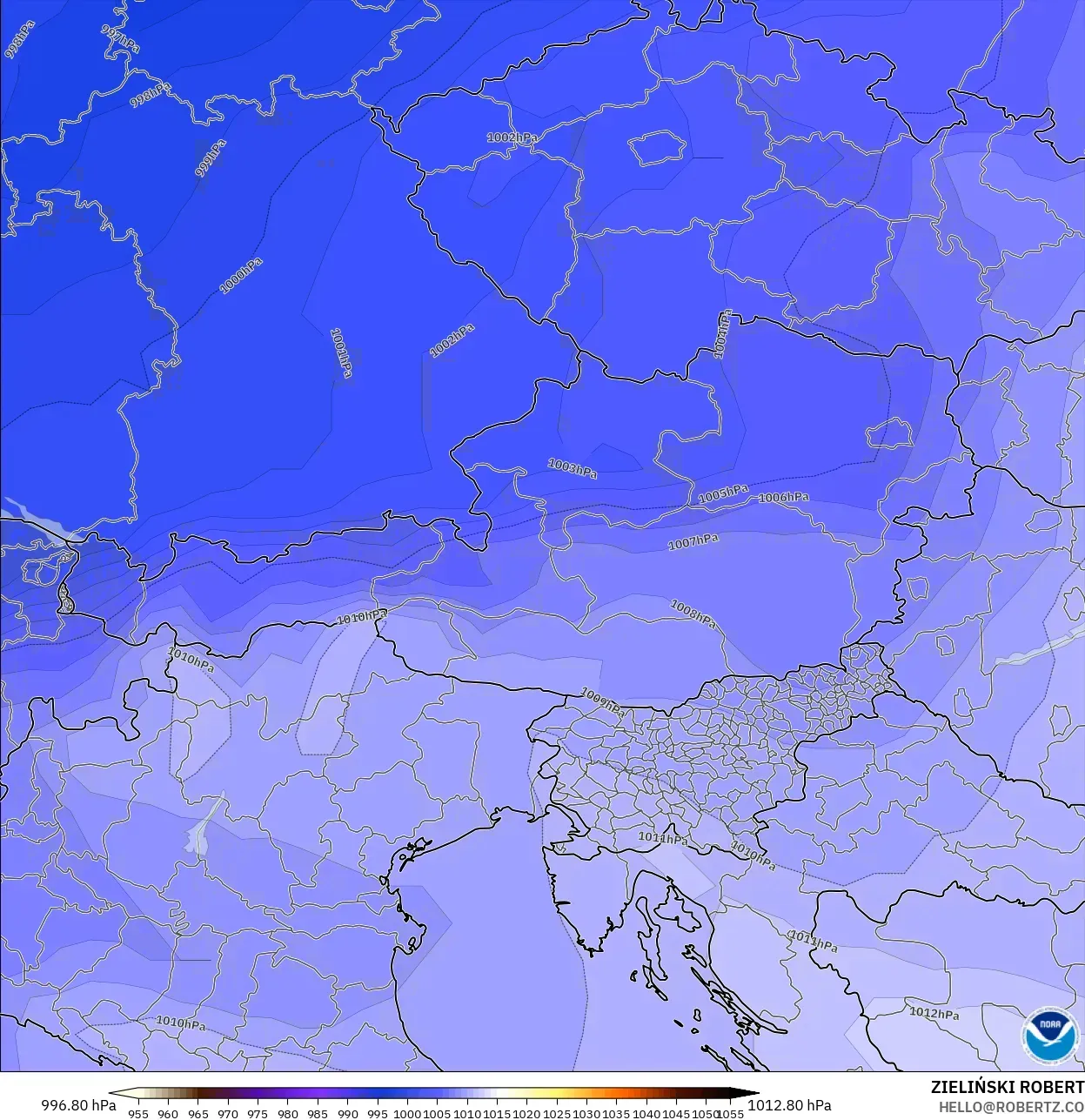GFS model - Austria, Pressure