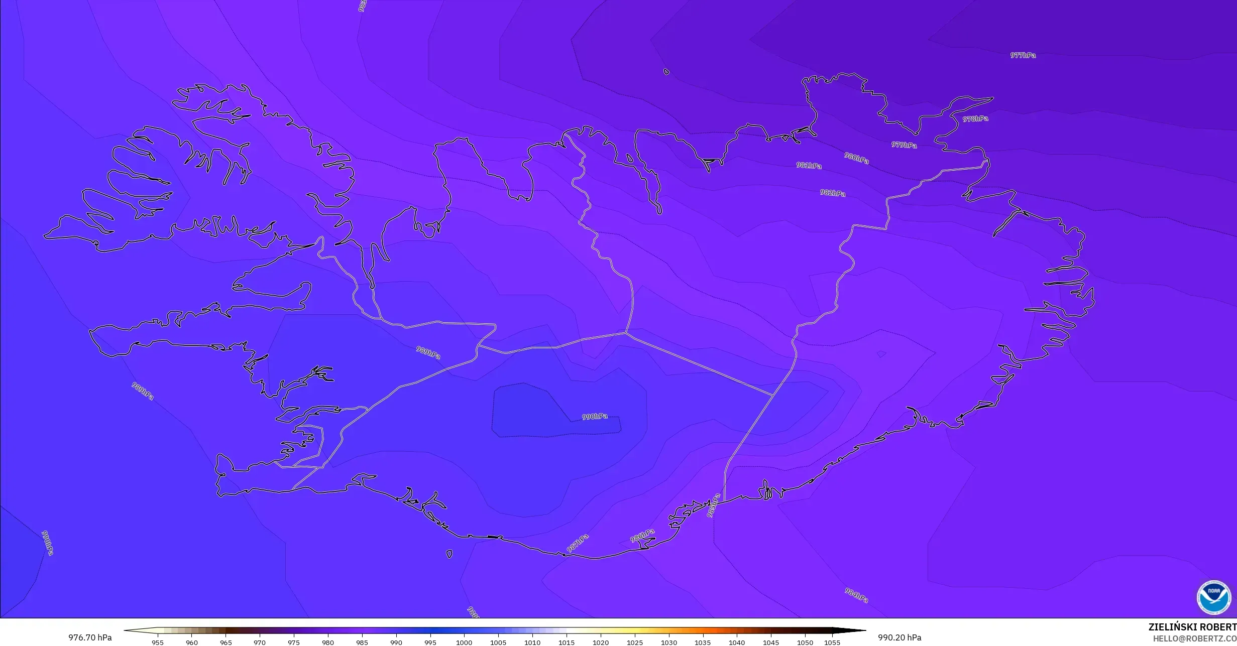 GFS model - Iceland, Pressure