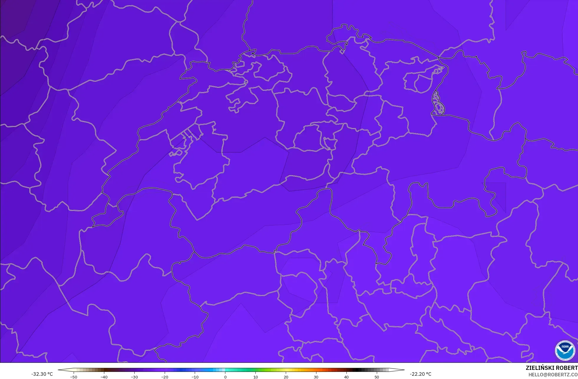 GFS model - Switzerland, Temperature at 500hPa