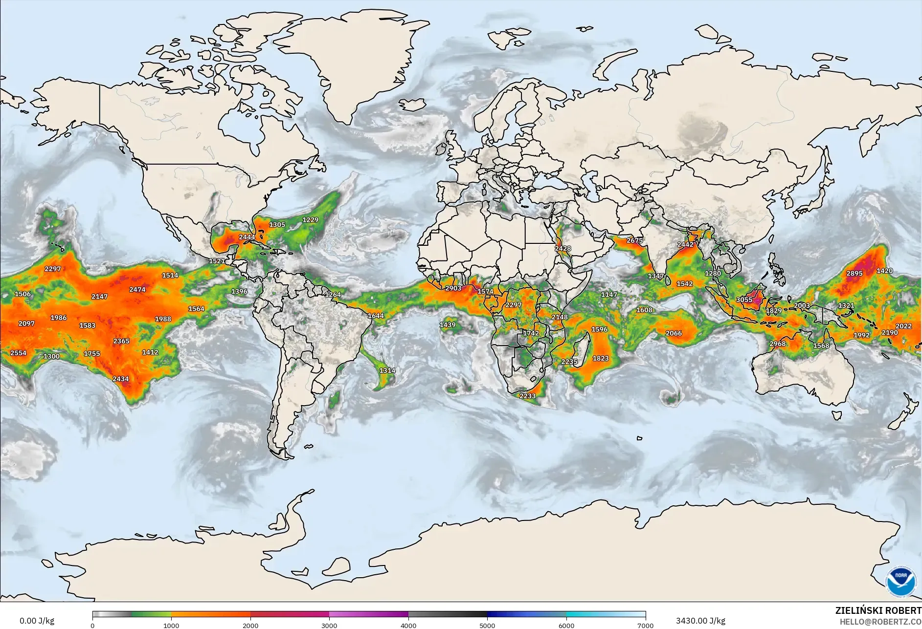 GFS model - World, CAPE