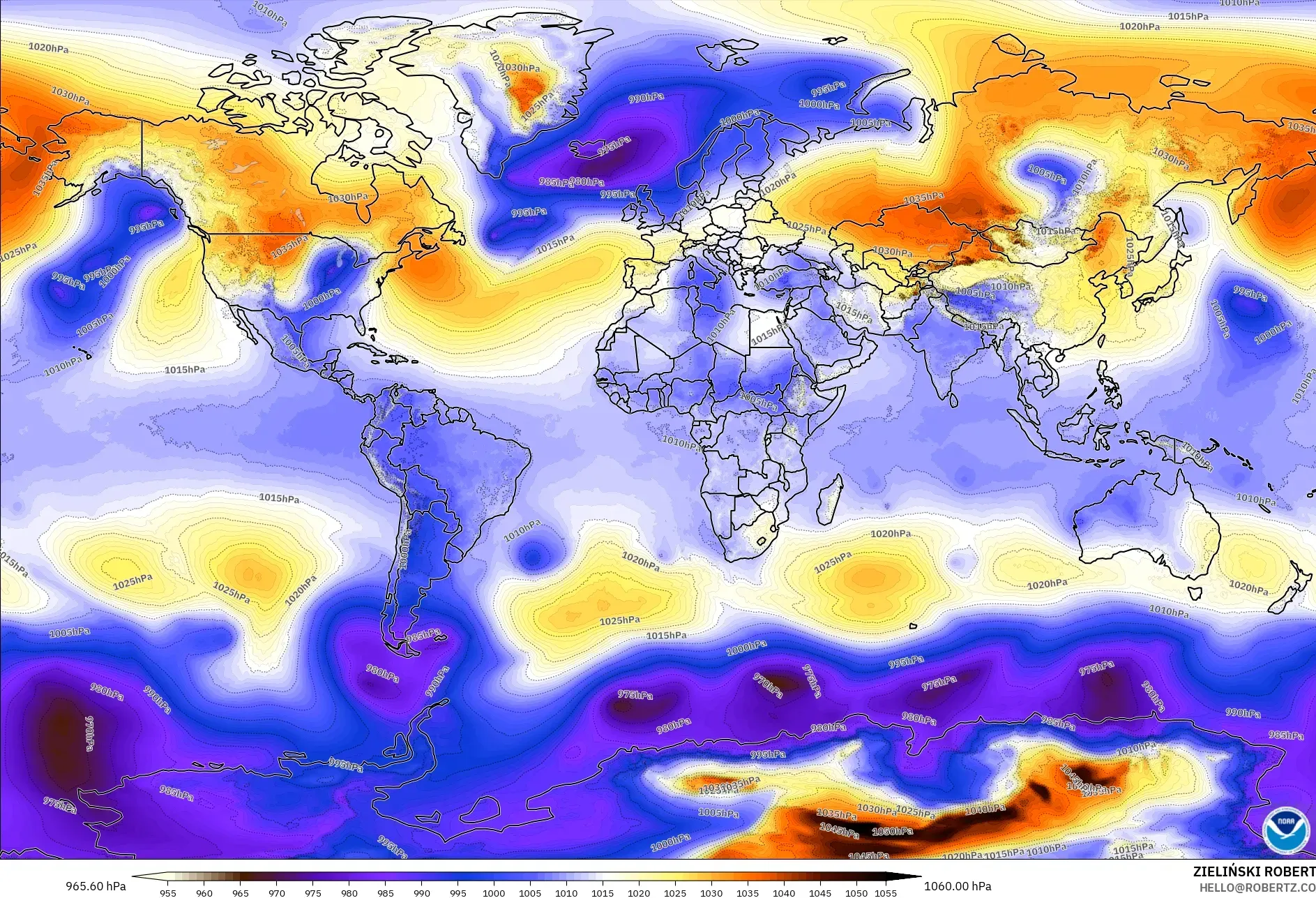 GFS model - World, Pressure