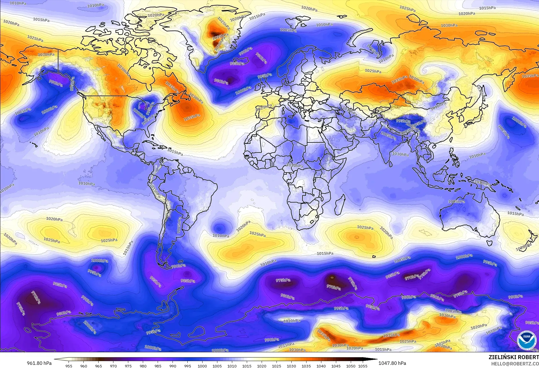 GFS model - World, Pressure