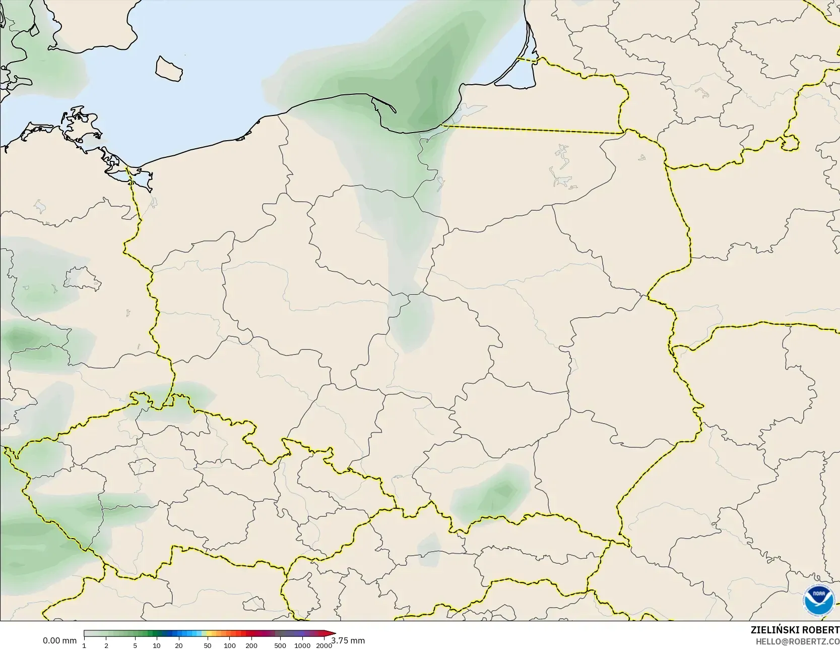 GFS model - Poland, Precipitation Accumulation