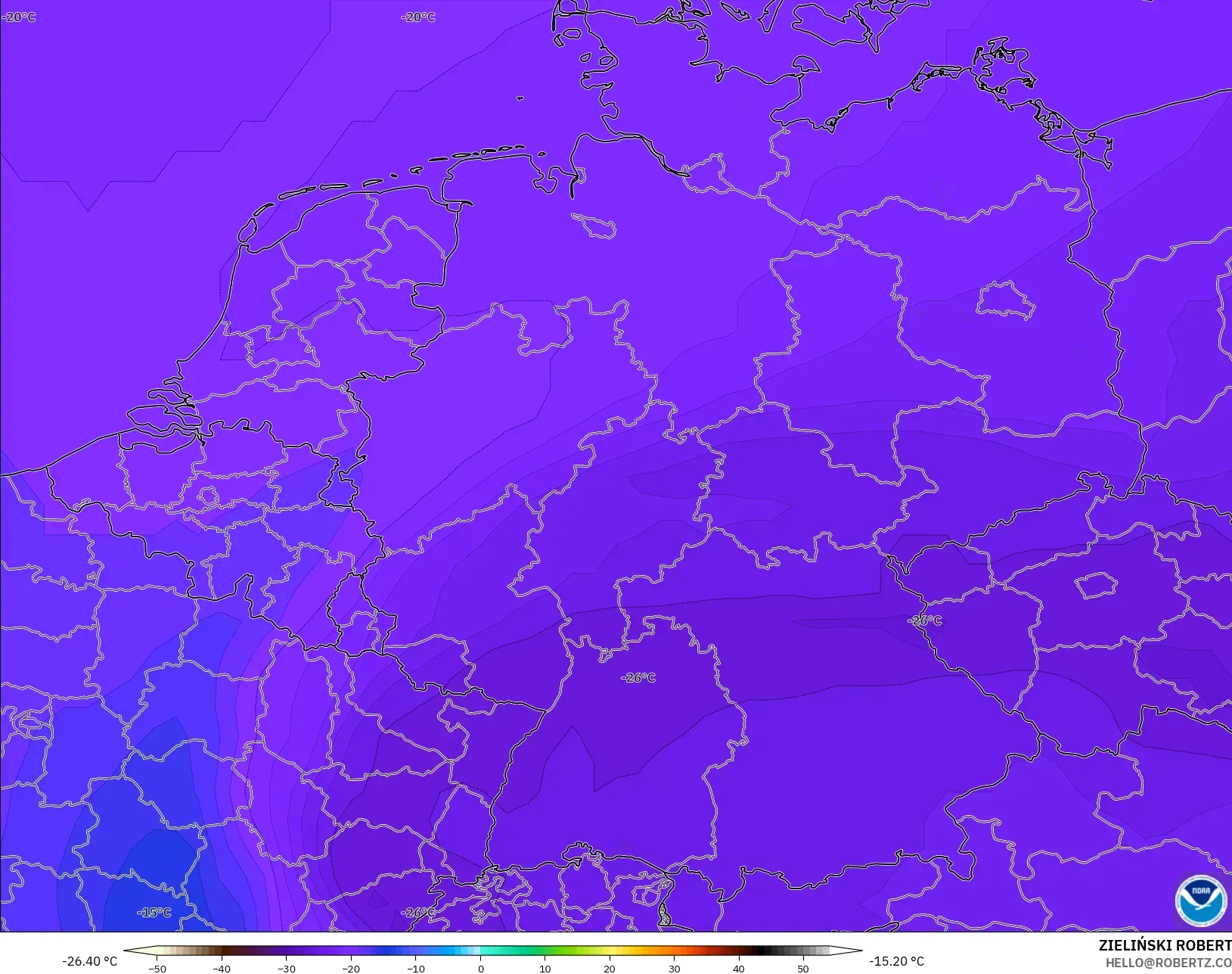 GFS model - Germany, Temperature at 500hPa