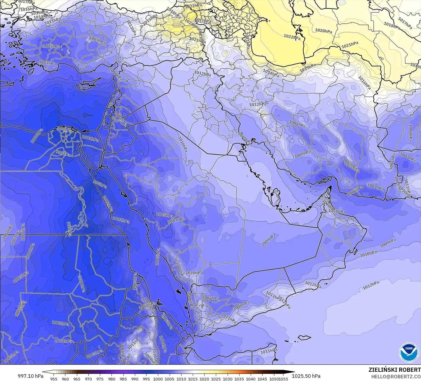 GFS model - Middle East, Pressure