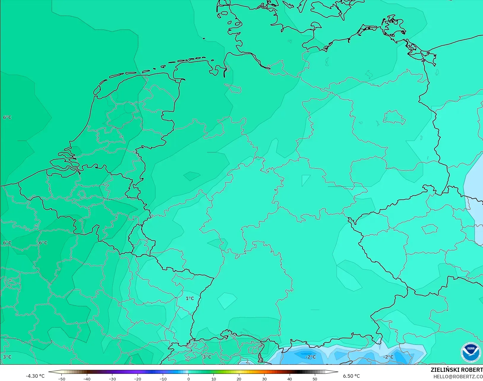 GFS model - Germany, Temperature at 850hPa