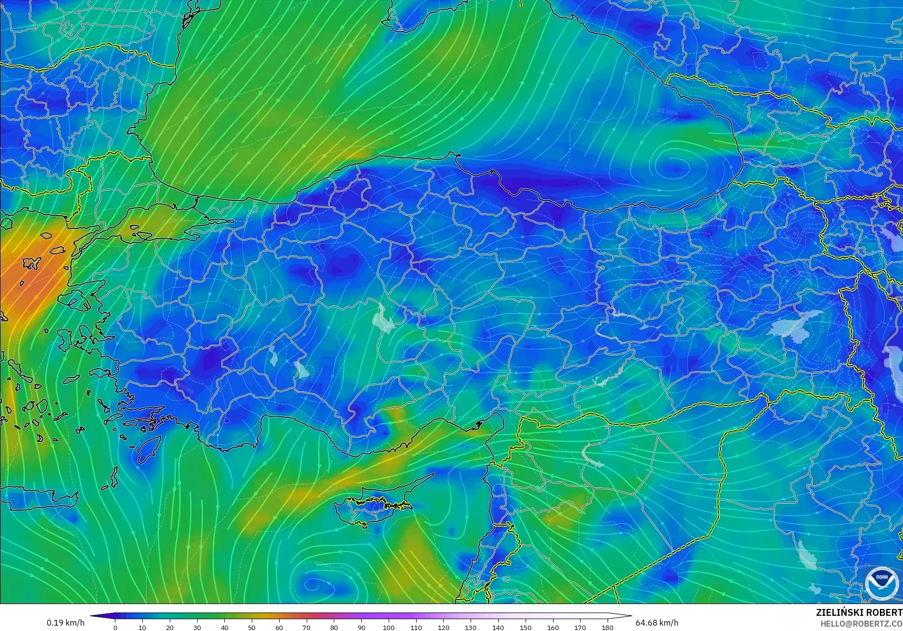 GFS model - Turkey, Wind at 10m