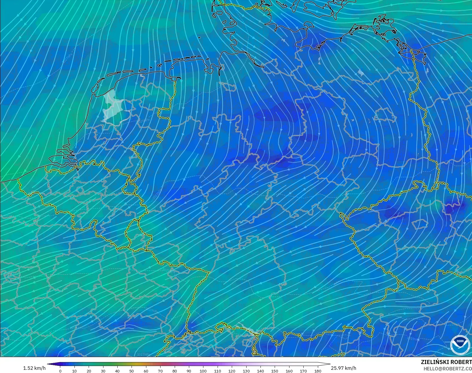GFS model - Germany, Wind at 10m