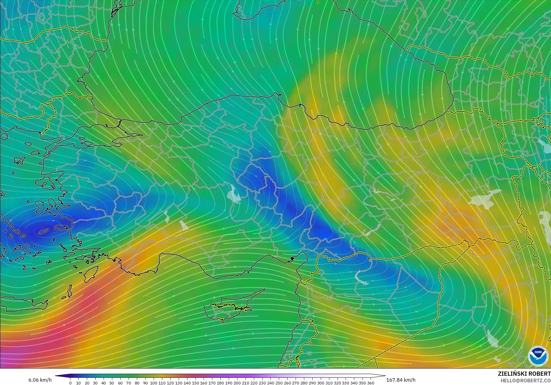GFS model - Turkey, Wind at 300hPa (jet stream)