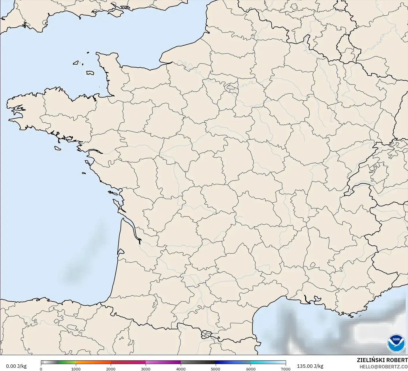 GFS model - France, CAPE
