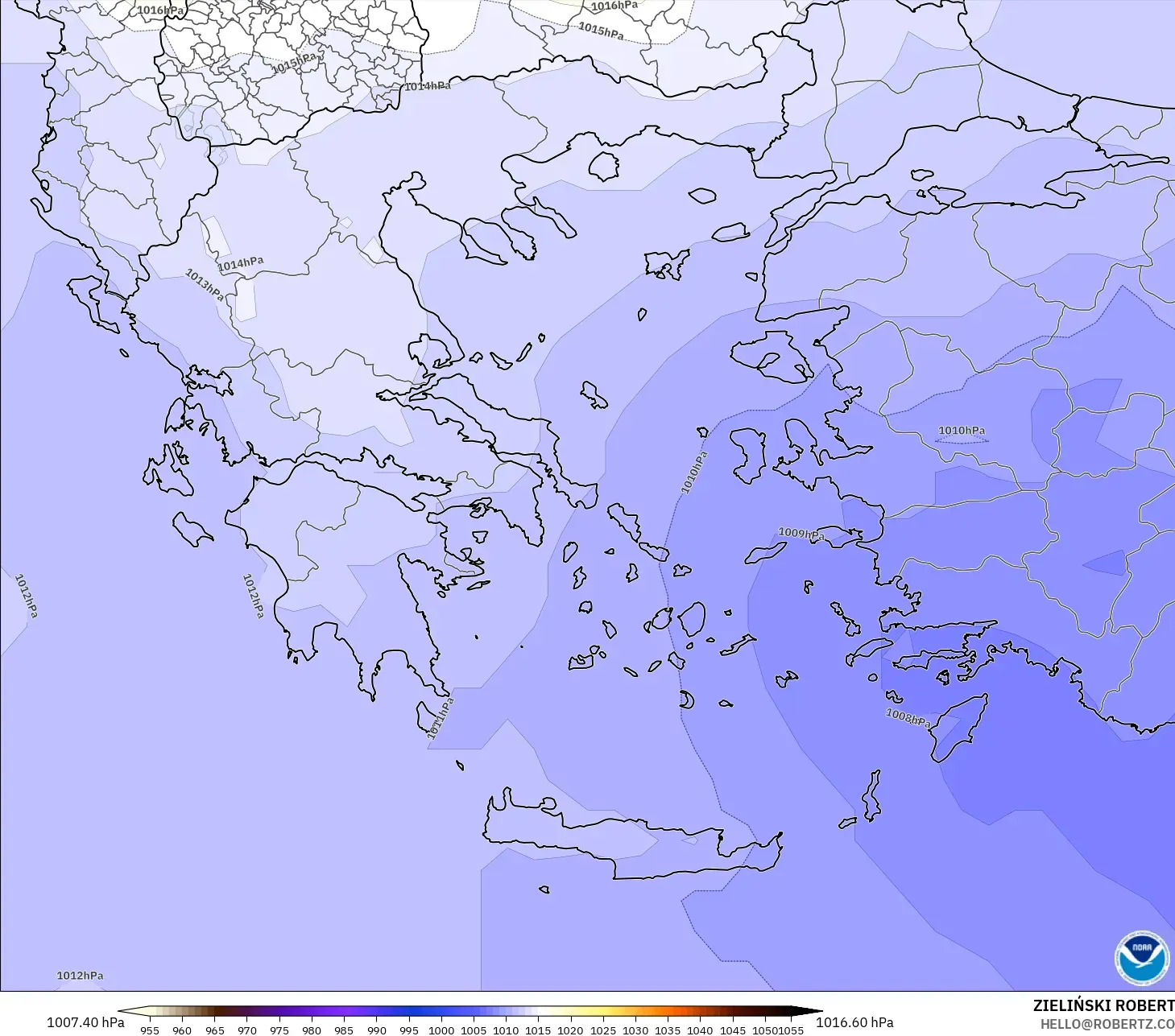 GFS model - Greece, Pressure